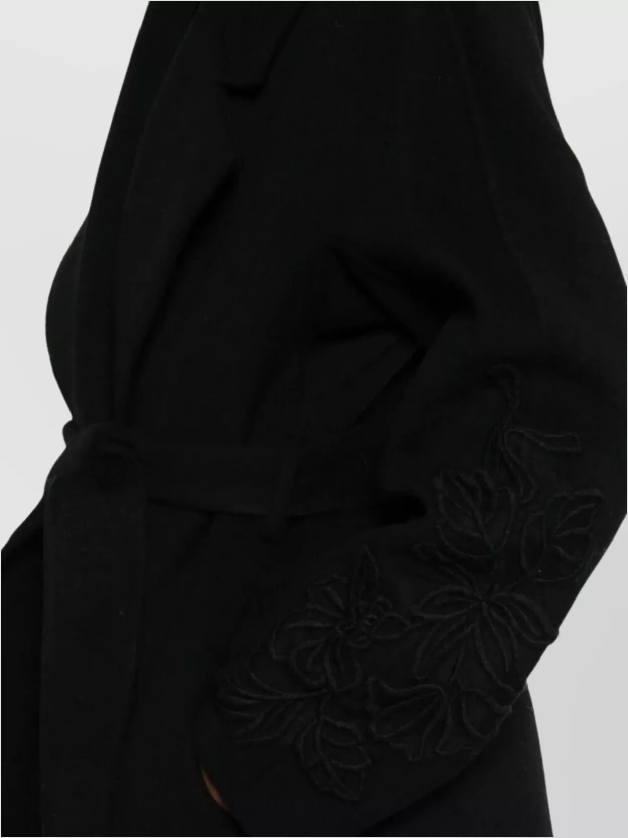 Ermanno Firenze Long Coat With Belted Waist And Embroidery