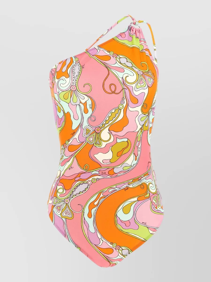 Pucci One-Shoulder Printed Swimsuit