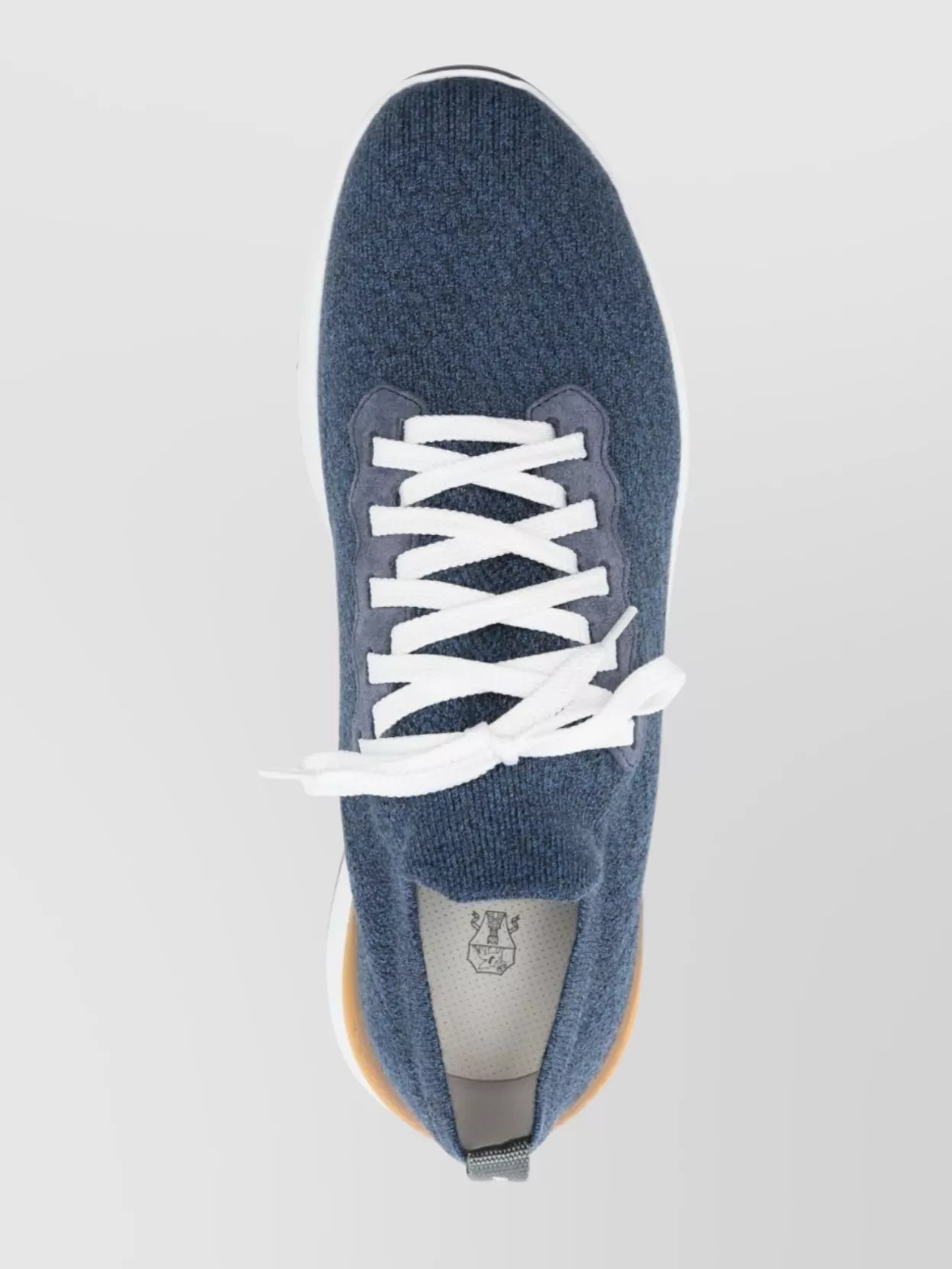 Brunello Cucinelli Knit Upper Sneakers With Rubber Lug Sole In Blue