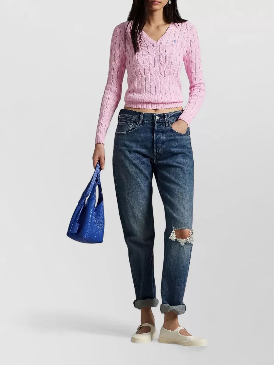 Polo Ralph Lauren Kimberly V Neck Cable Knit Pullover