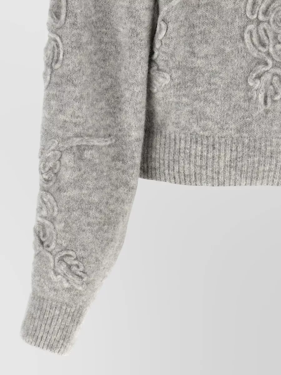 Rotate Birger Christensen Alpaca Wool 3D Floral Fine-Knit Jumper