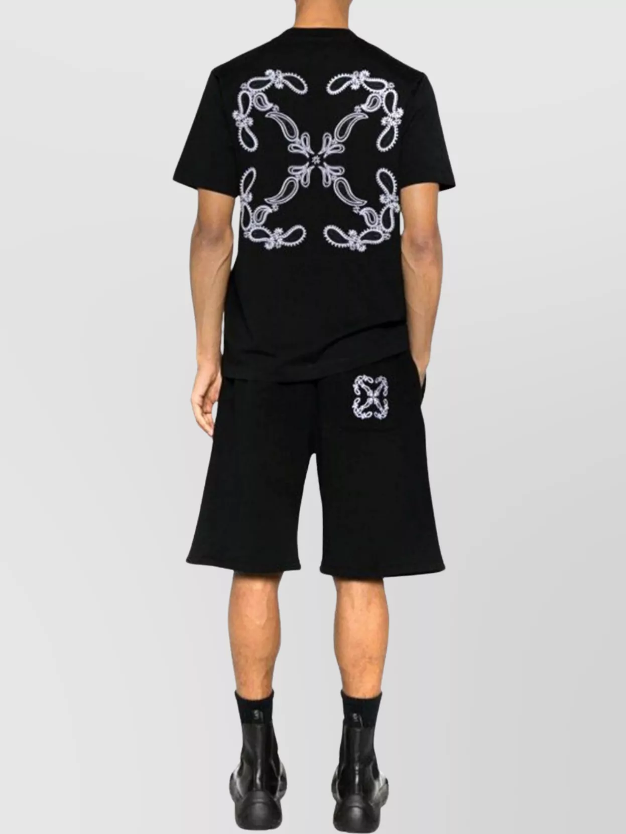 Off-White Crew Neck Graphic Back Short Sleeve T-Shirt