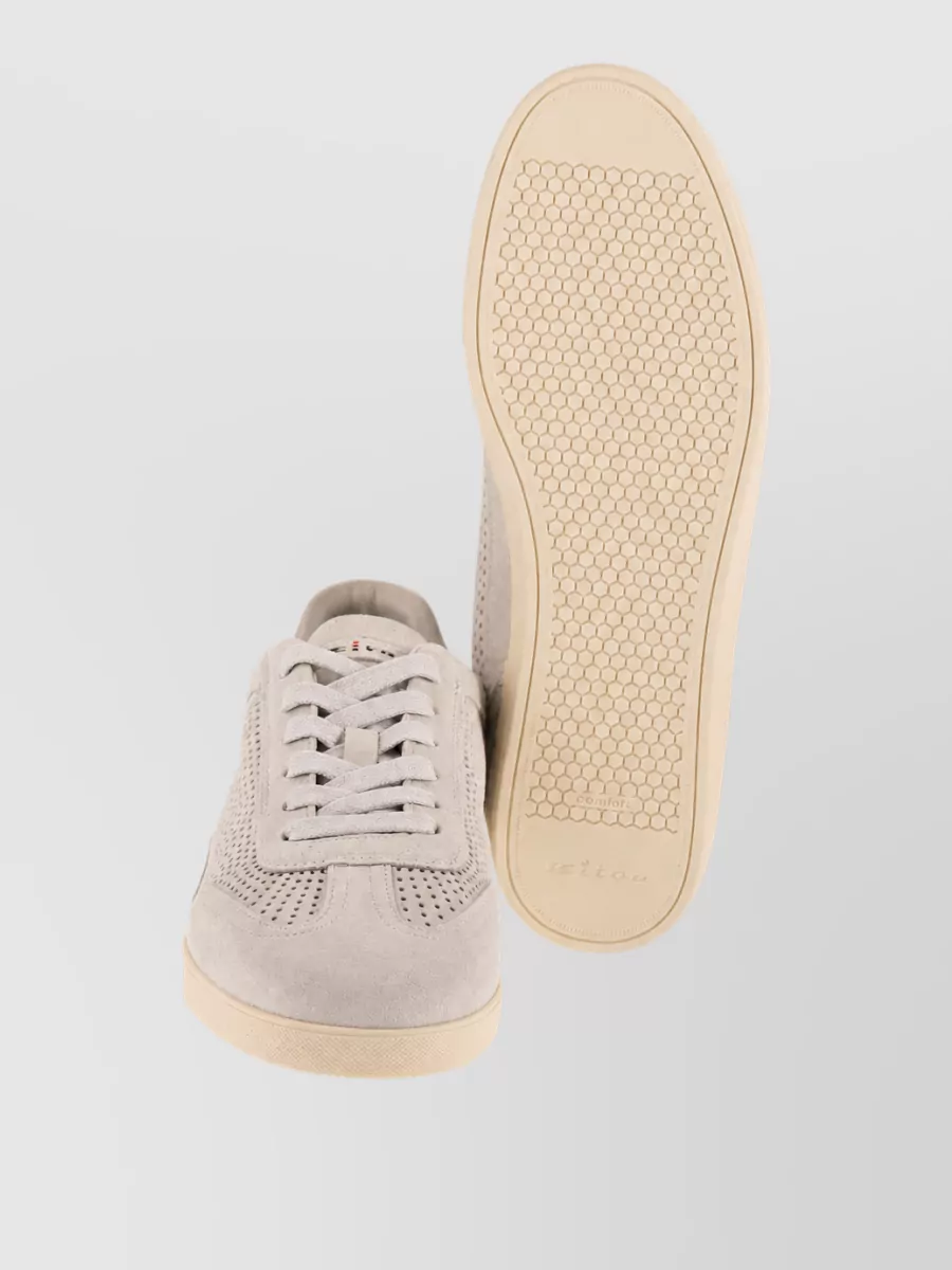 Kiton Perforated Leather Lace-Up Sneakers
