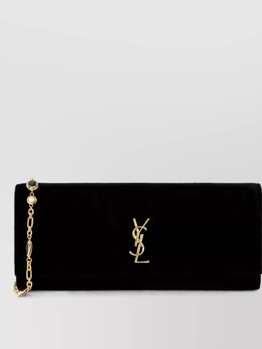 Saint Laurent Cassandre Velvet Clutch Bag