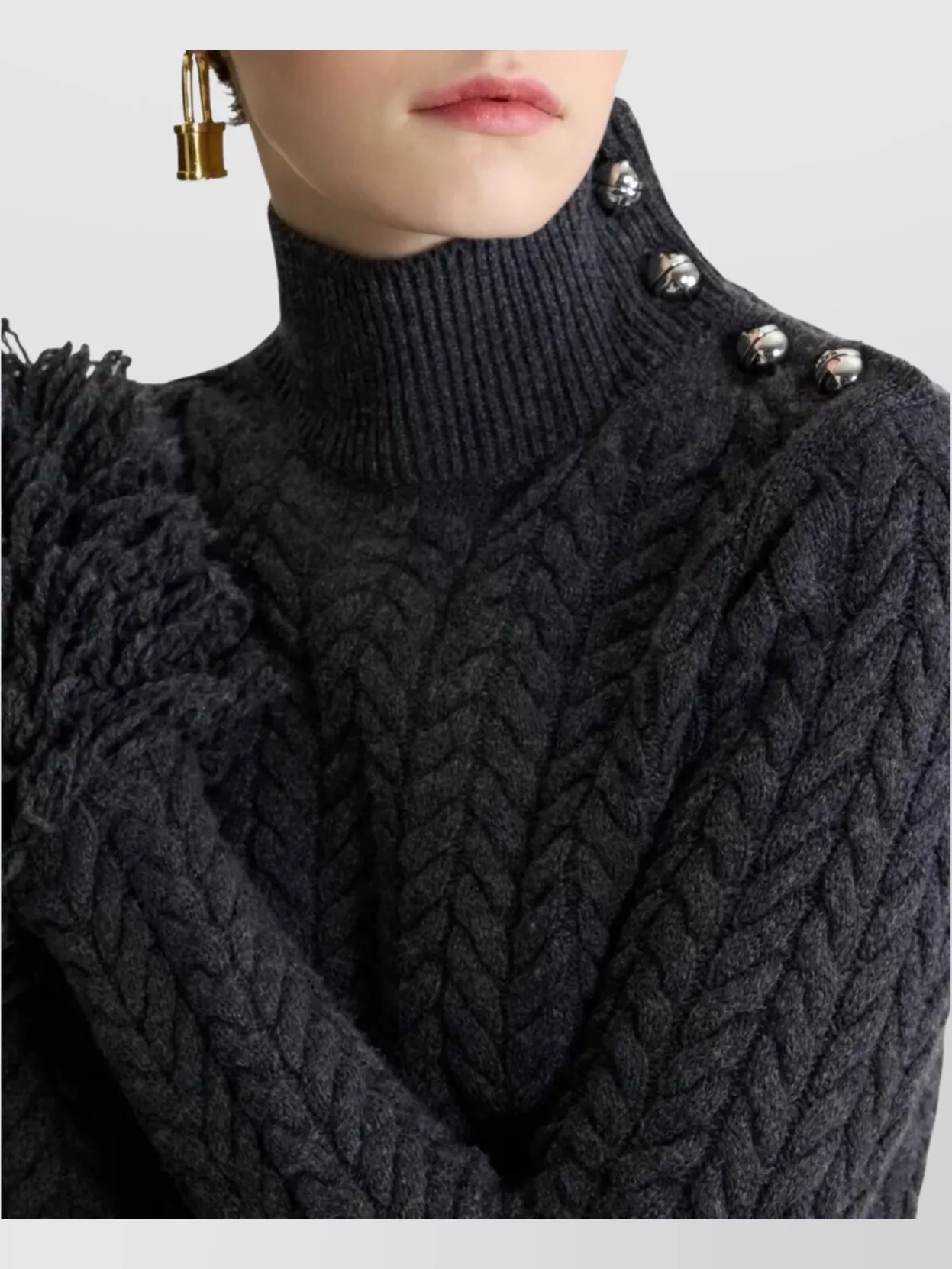 Patou Textured Knit Jumper Button Detail