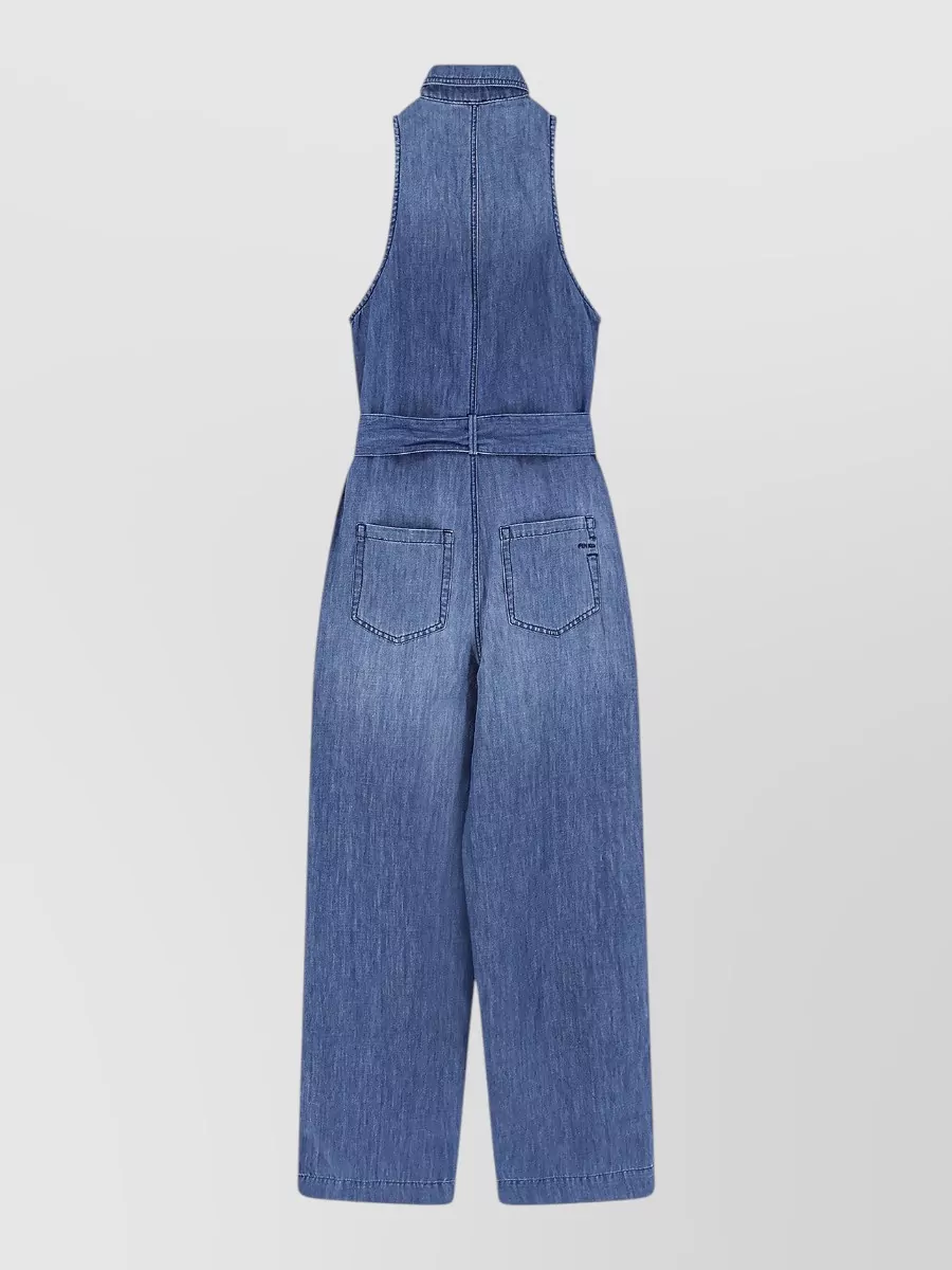 Pinko Denim Sleeveless Wide Leg Jumpsuit