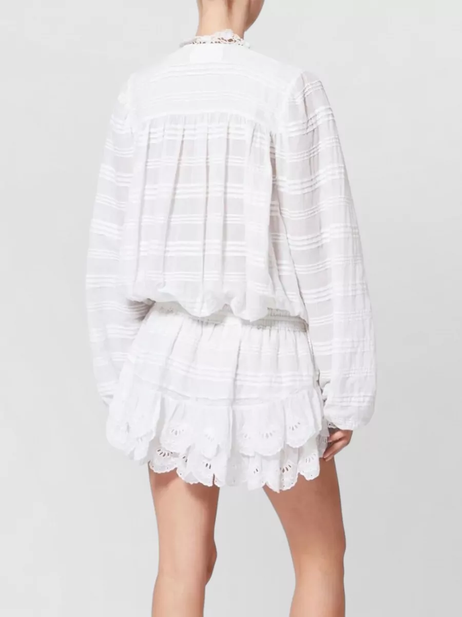 Isabel Marant Etoile Preya Short Cotton Dress Lace Ruffles
