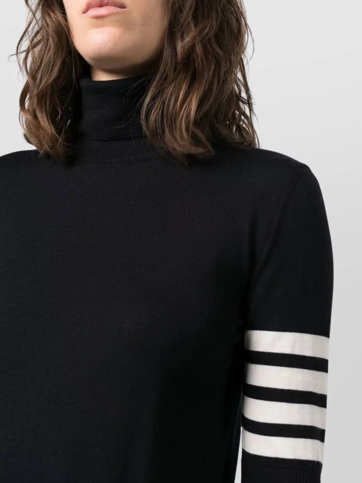 Thom Browne Relaxed Fit Turtleneck In Merino Wool Stripes