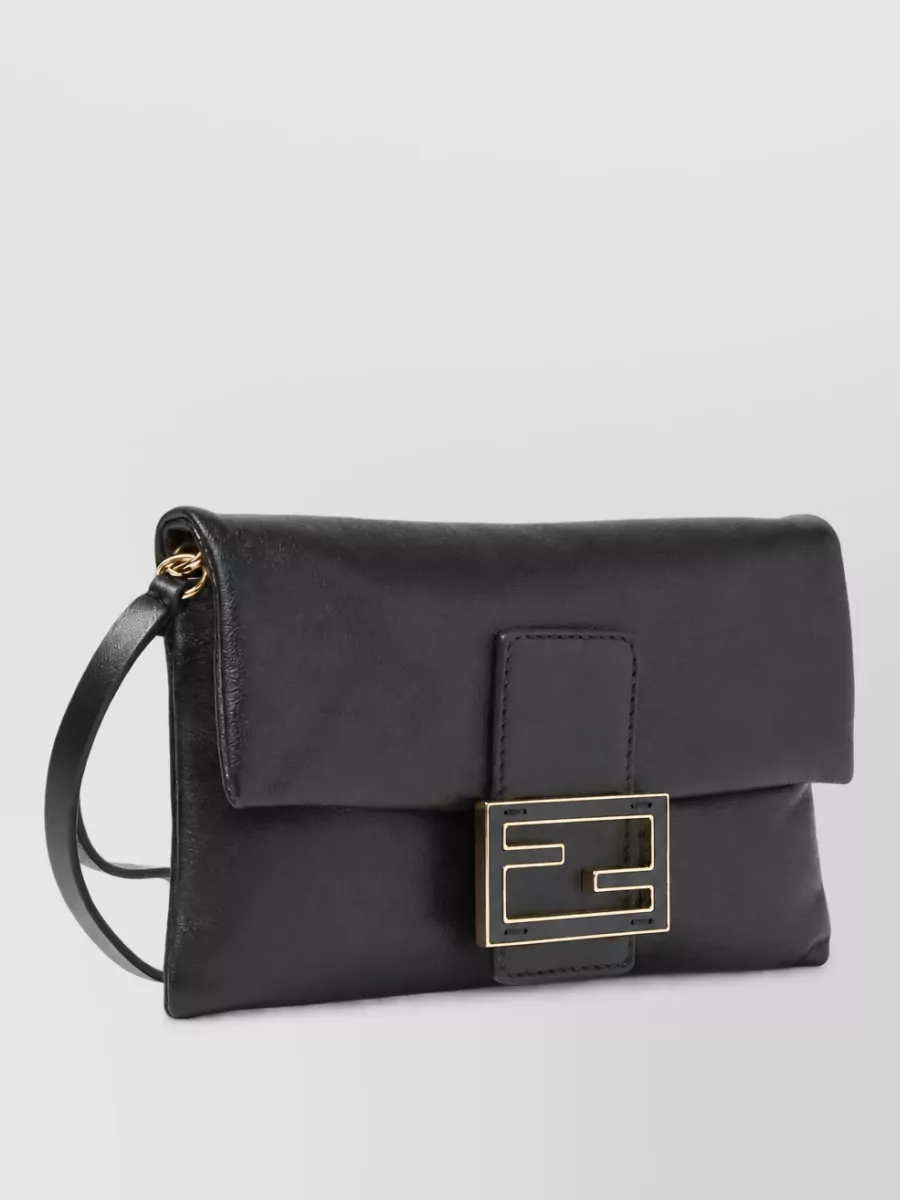 Fendi Baguette Mom Leather Clutch Gold Hardware