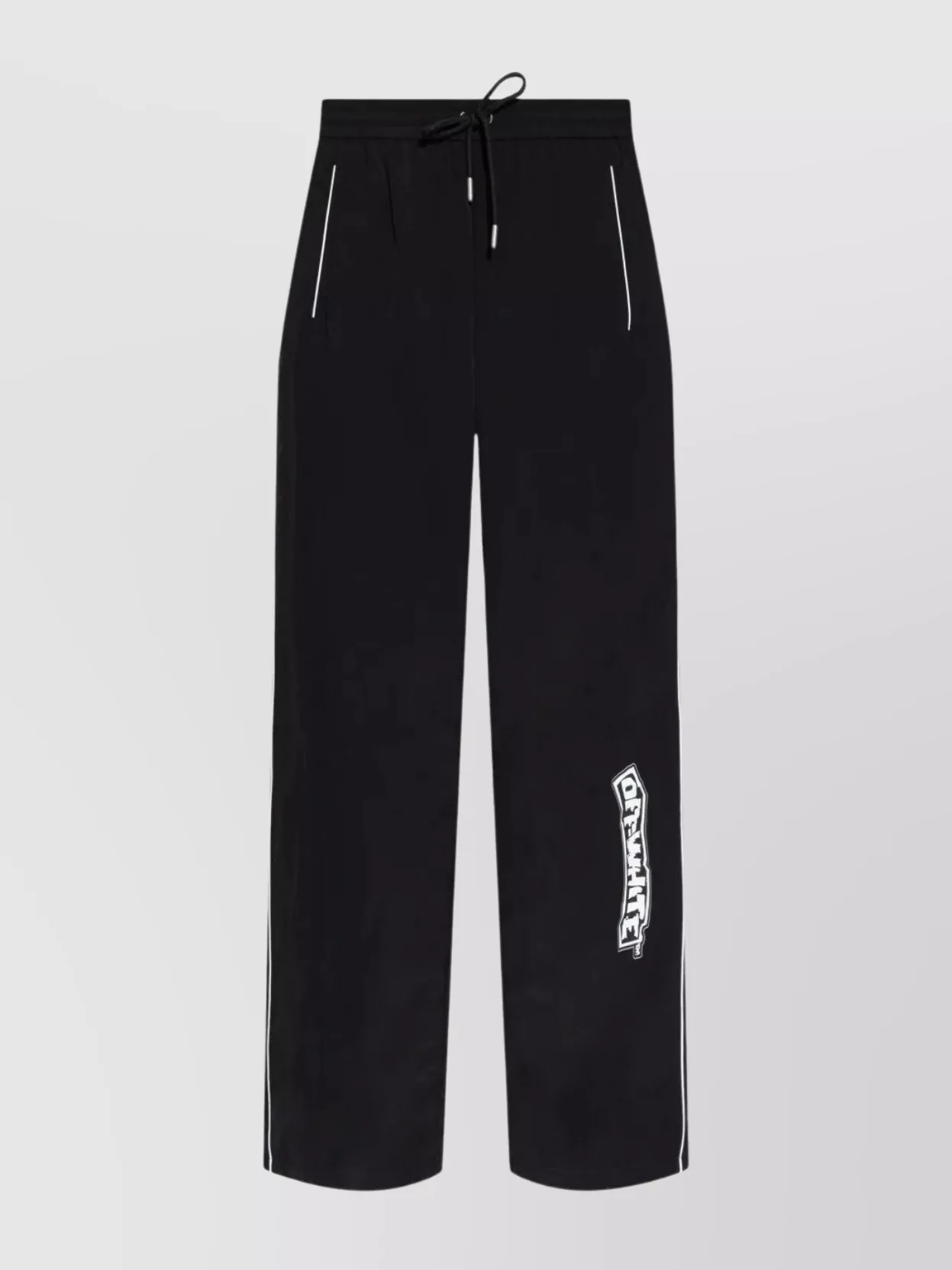 Off-white Comfortable Wide Leg Track Trousers In Black