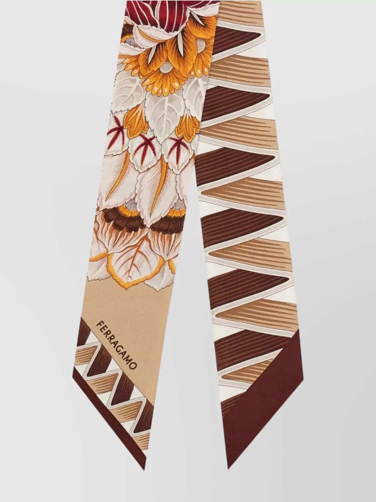 Ferragamo Floral And Geometric Silk Rectangular Scarf