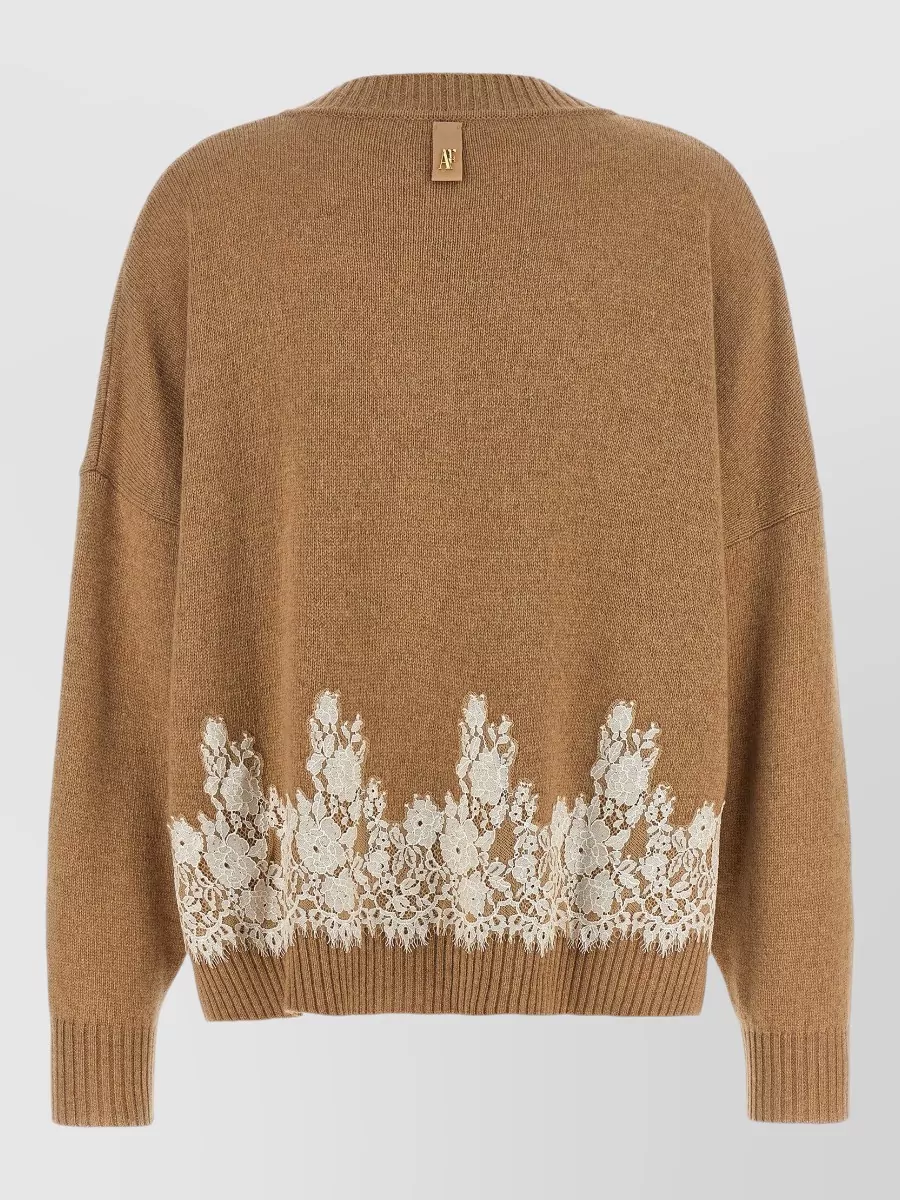 Alberta Ferretti Cashmere Lace Insert Cardigan