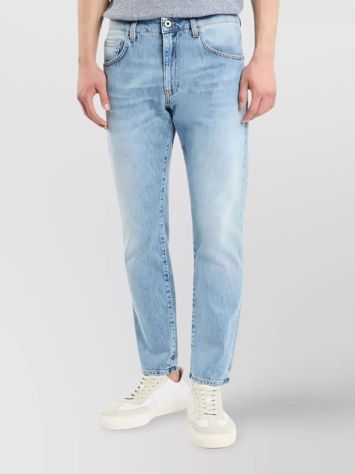 Fay Faded Effect Trousers Featuring Belt Loops