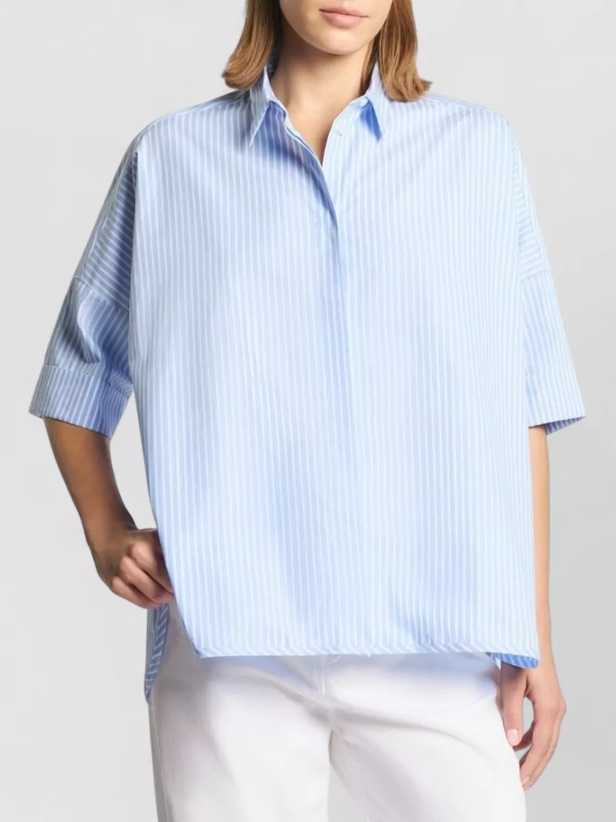 Fay Cotton Shirt Collared Neck Short Sleeves Striped