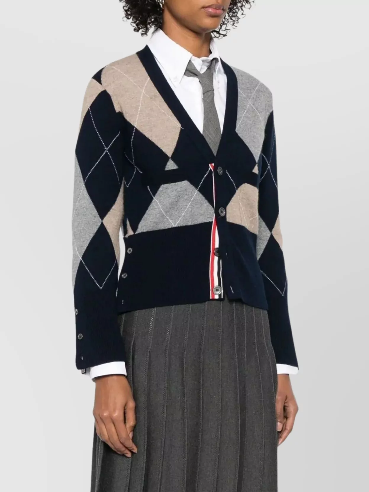 Thom Browne Argyle V-Neck Cashmere Cardigan