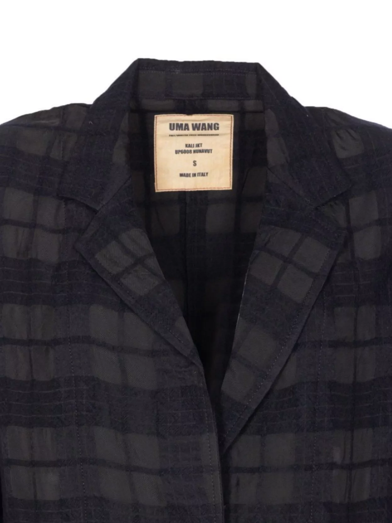 Uma Wang Check Pattern Longline Jacket V-Neck