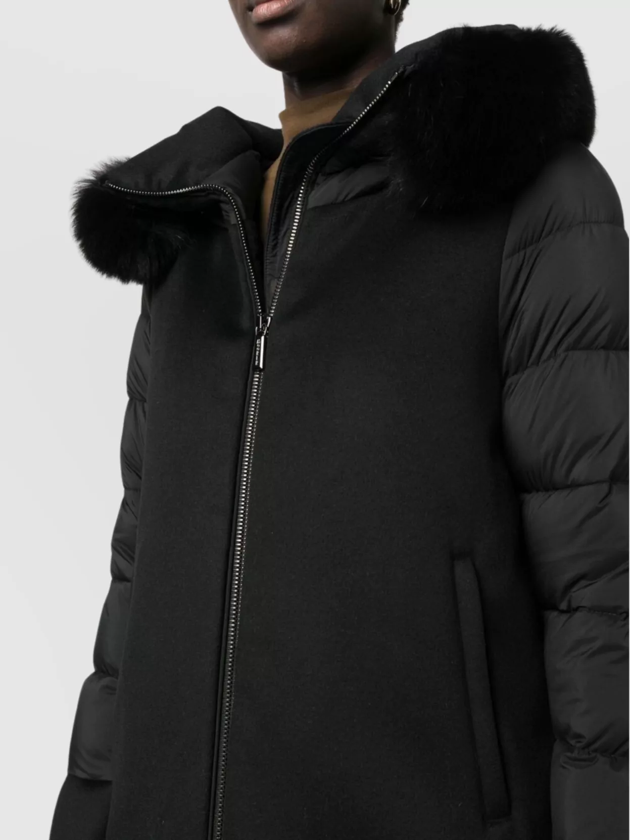 Moorer Padded Wool Cloak With Fur Trim