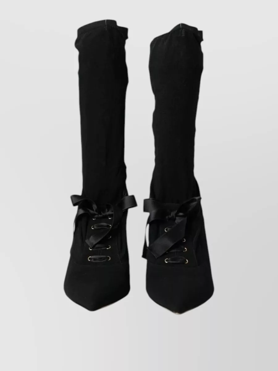 Dolce&Gabbana Knit Stiletto Mid Calf Boots