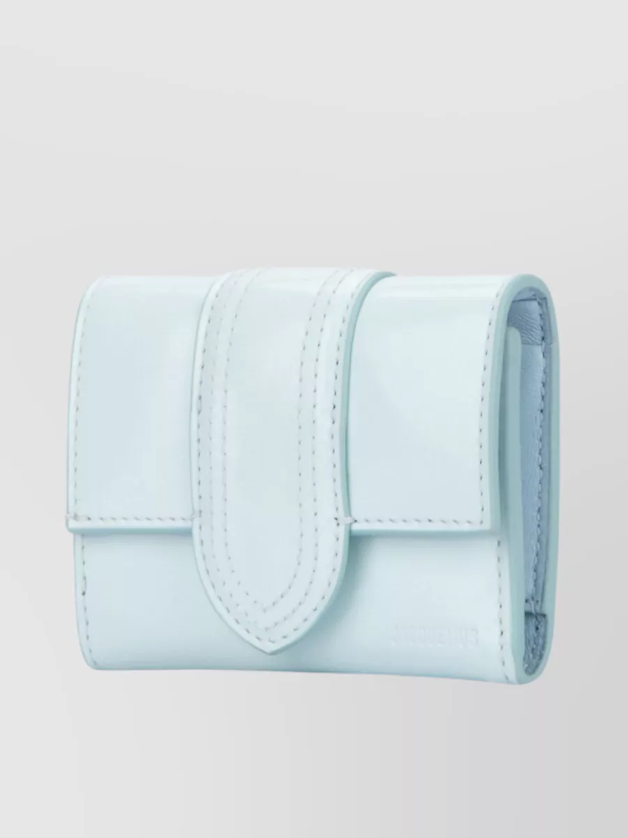 Shop Jacquemus Delicate Stitched Pastel Wallet In Cyan