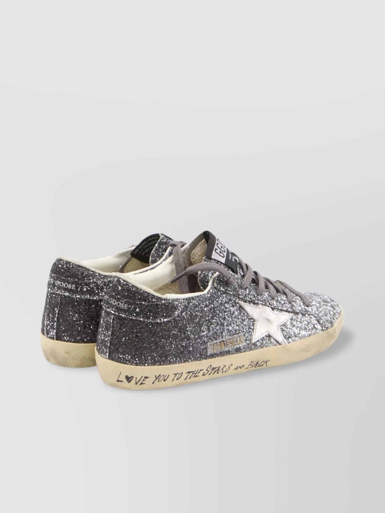 Golden Goose Super-star Classic With List Glitter Upper Toe Tongue And Heel Laminated Star Sneakers Grey In Gray