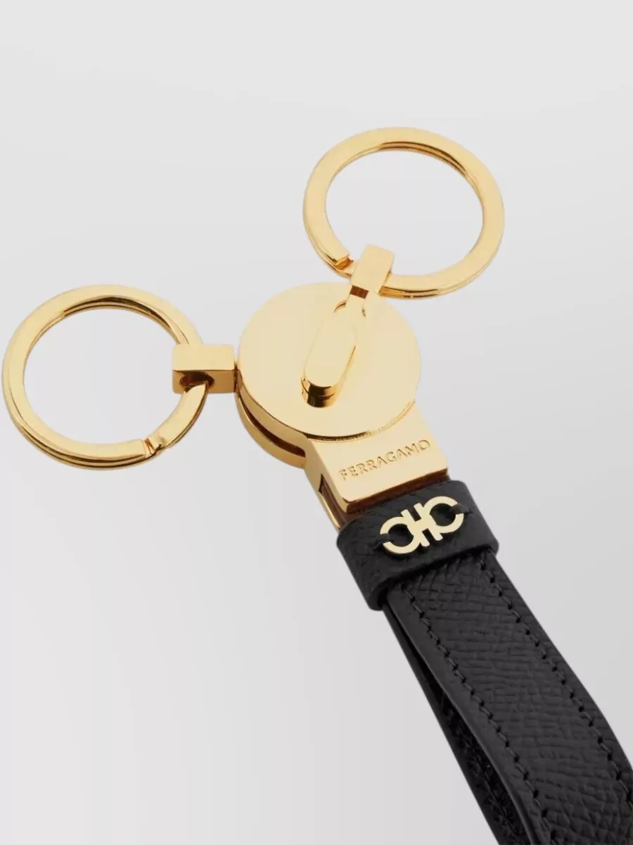 Ferragamo Gancio Micro Leather Key Holder Dual Rings