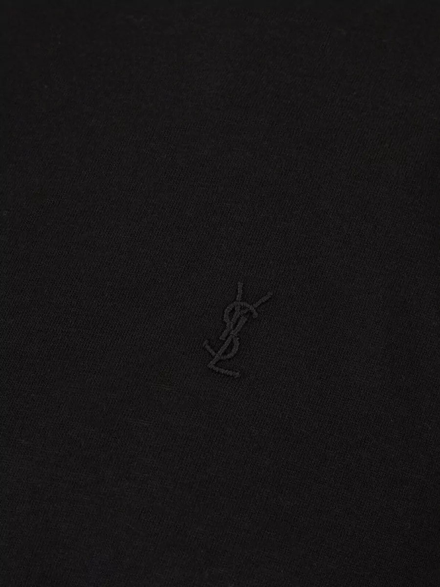 Saint Laurent Cotton Logo Embroidered Short Sleeve T-Shirt