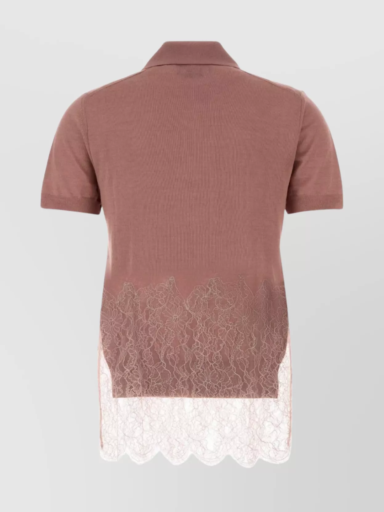 Fendi Cashmere Blend Polo Shirt With Lace Hem In Purple