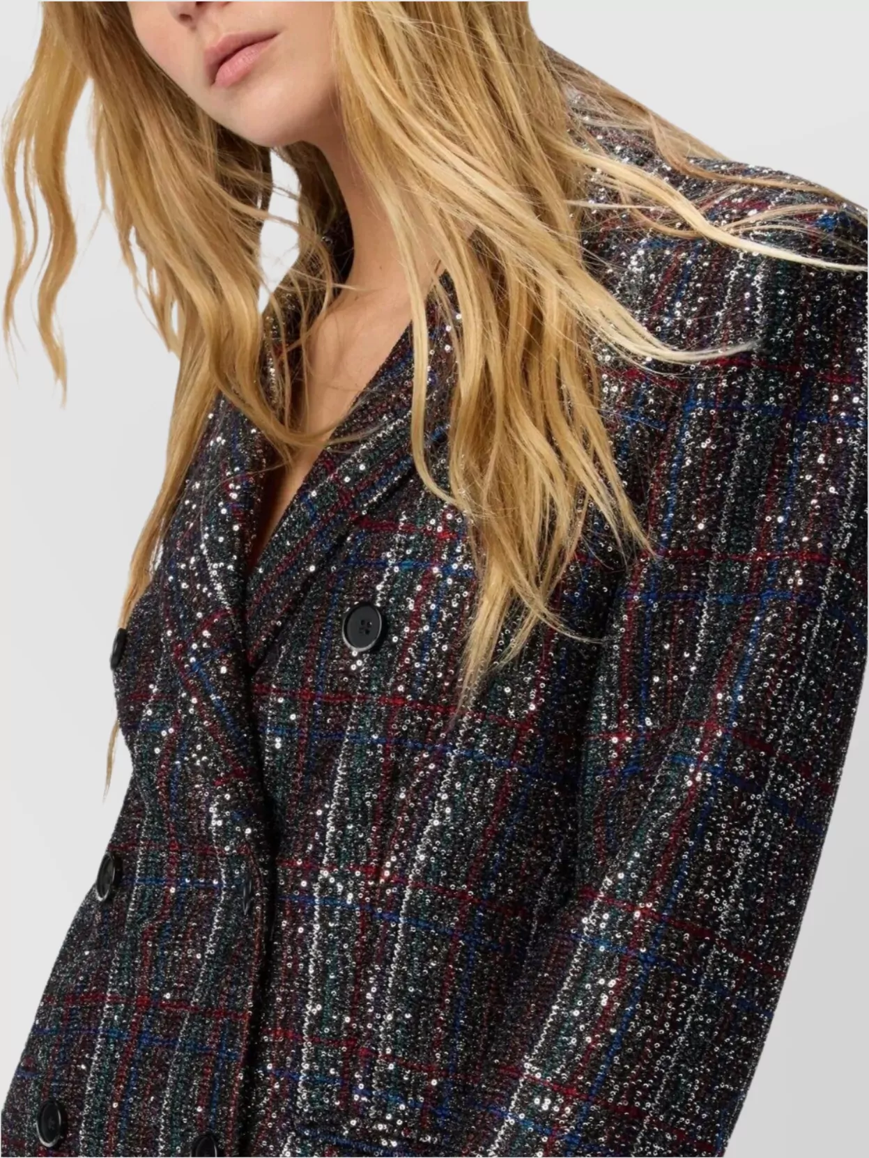 Missoni Double-Breasted Checked Blazer Featuring Sequins