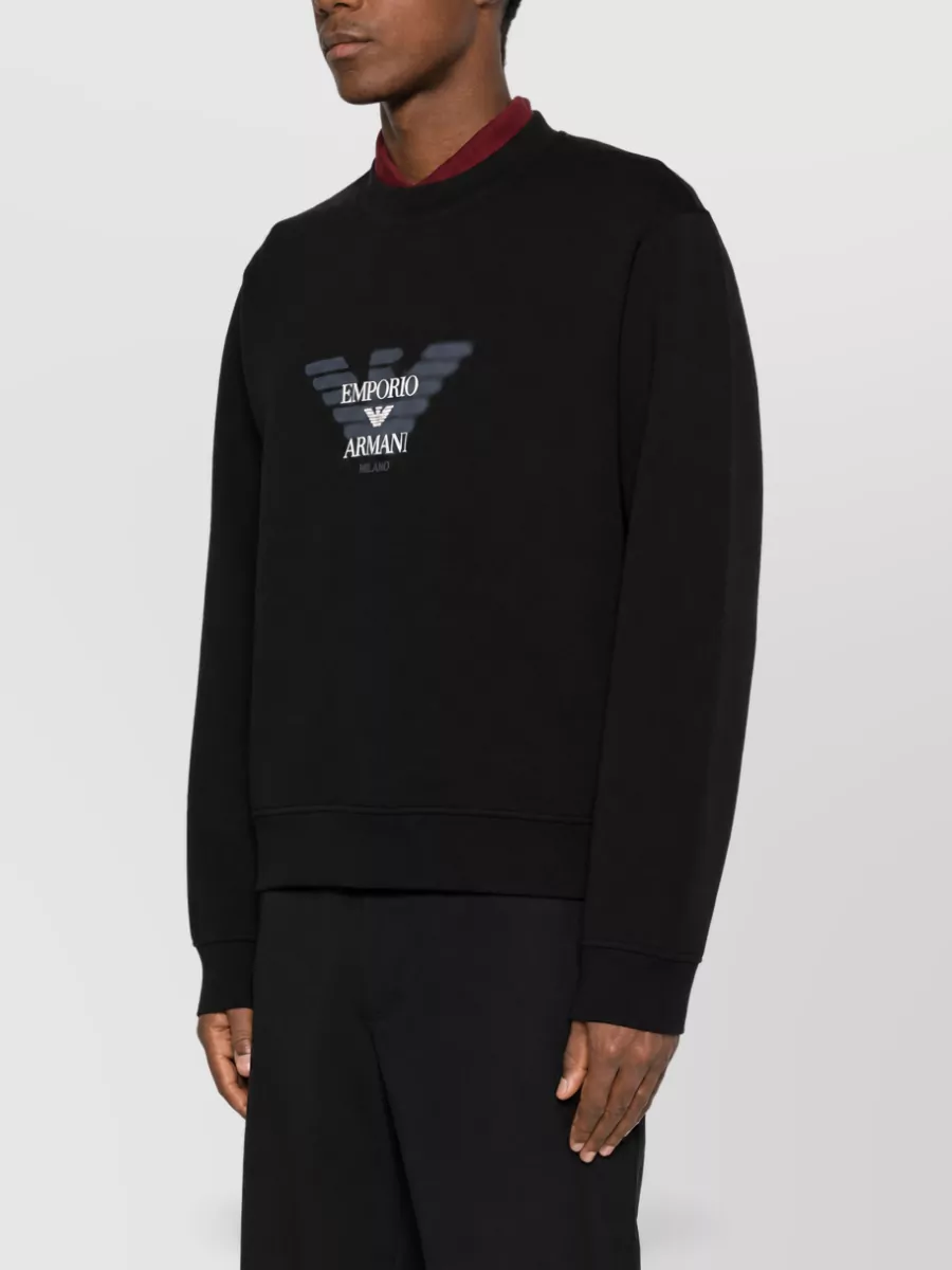 Emporio Armani Logo-Print Crew-Neck Cotton Sweatshirt