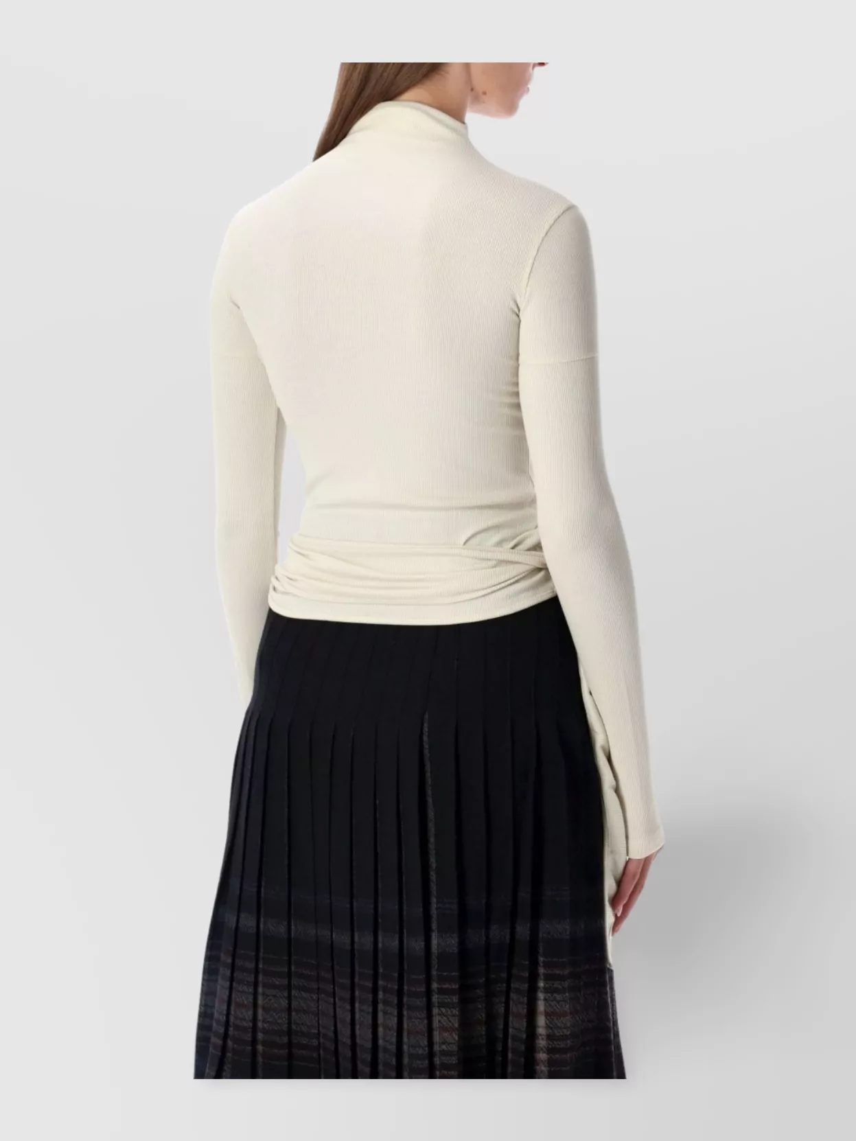 Low Classic Long Sleeve Slim Fit Wrap Top In Neutral