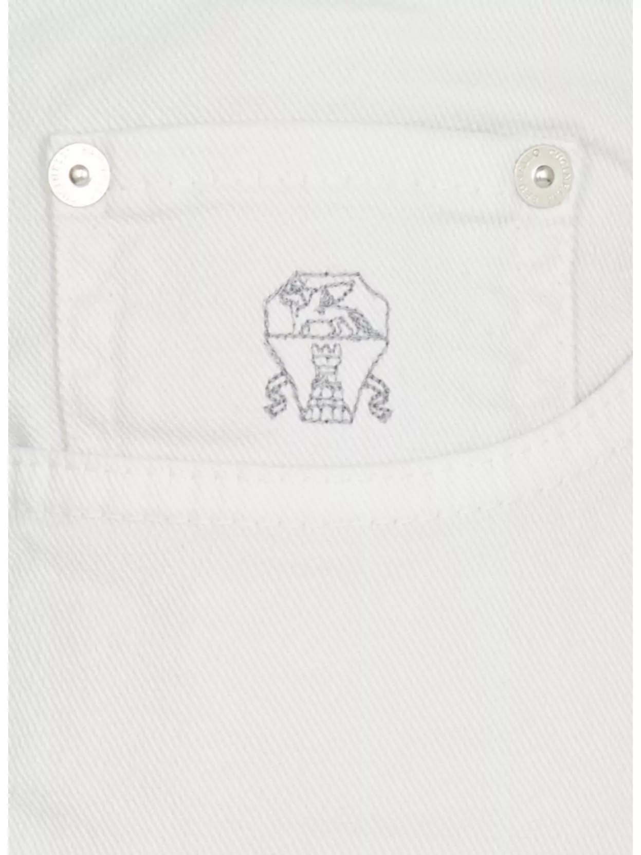 Brunello Cucinelli Straight Trousers With Belt Loops And Embroidered Detail In White