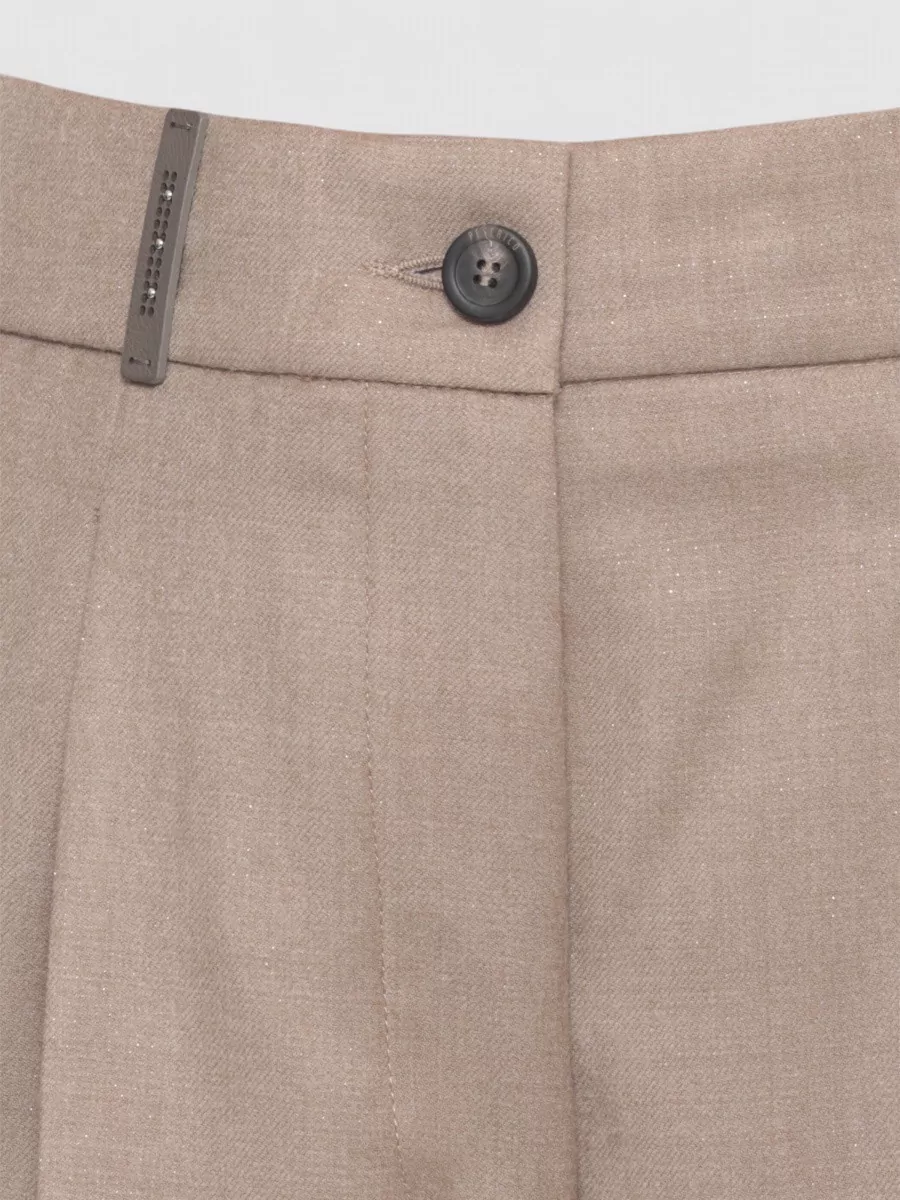 Peserico Wool Trousers Pleated Front Cuffed Hem