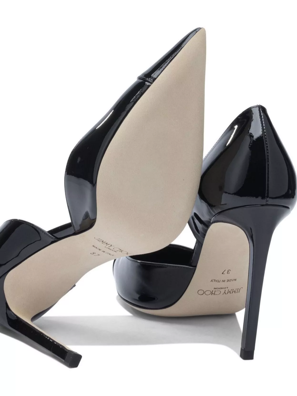 Jimmy Choo Pointed Toe Patent Finish Stiletto Pumps In Black