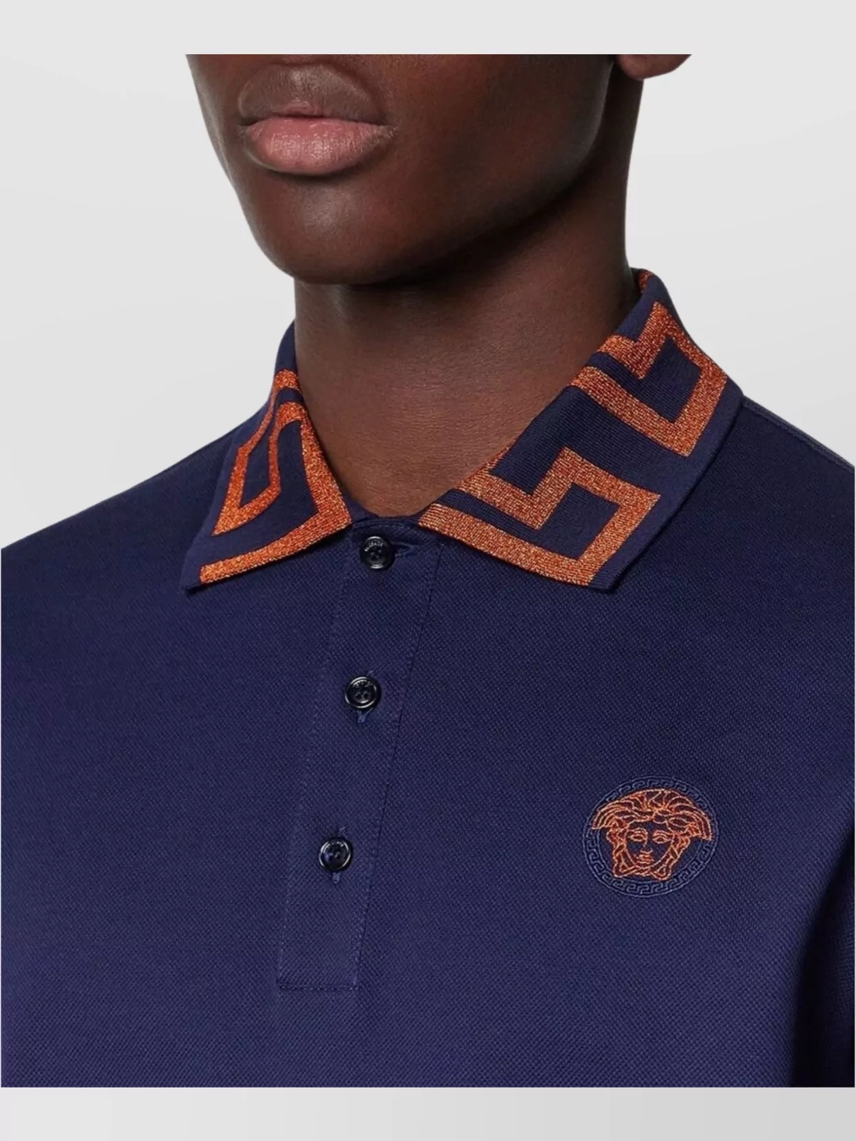 Versace Collar Contrast Polo Shirt