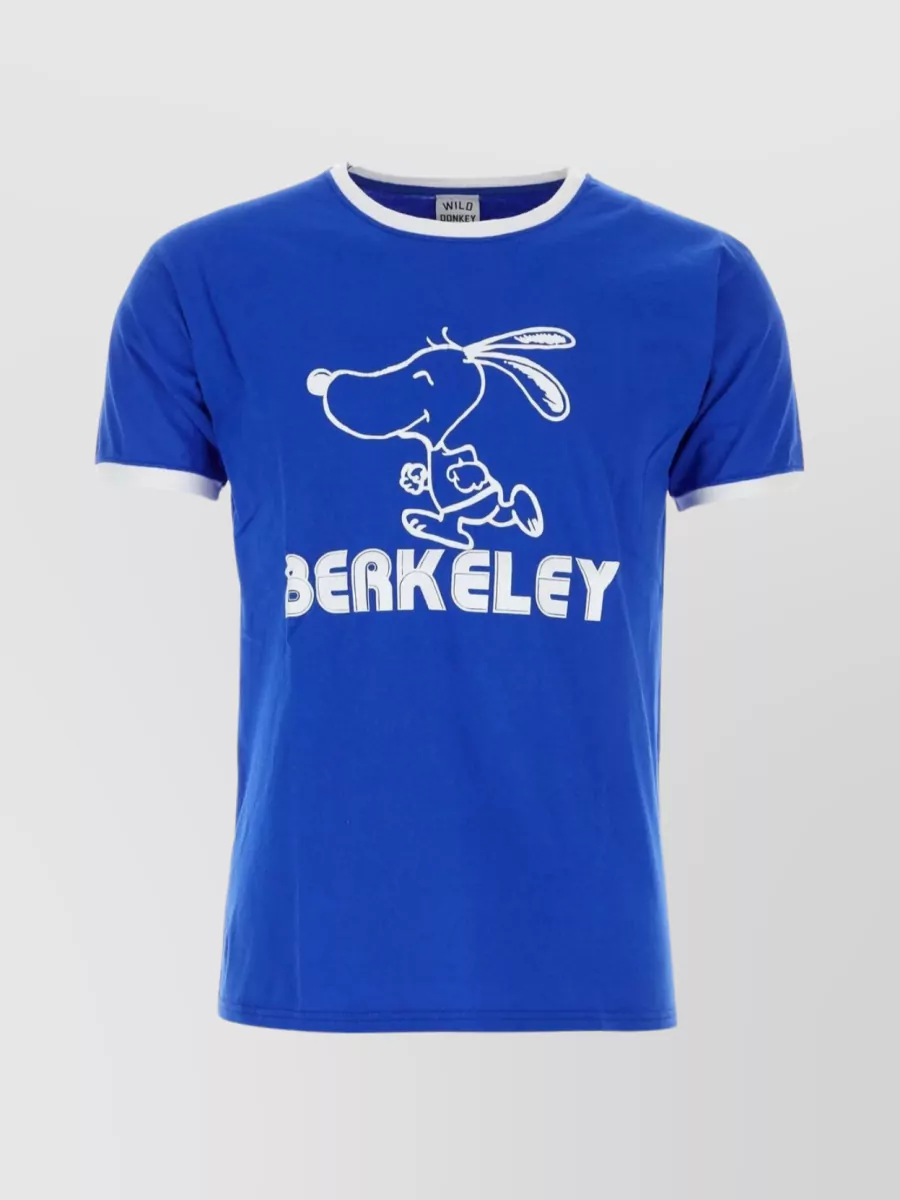 Shop Wild Donkey Graphic Print Crew-neck Cotton T-shirt In Blue