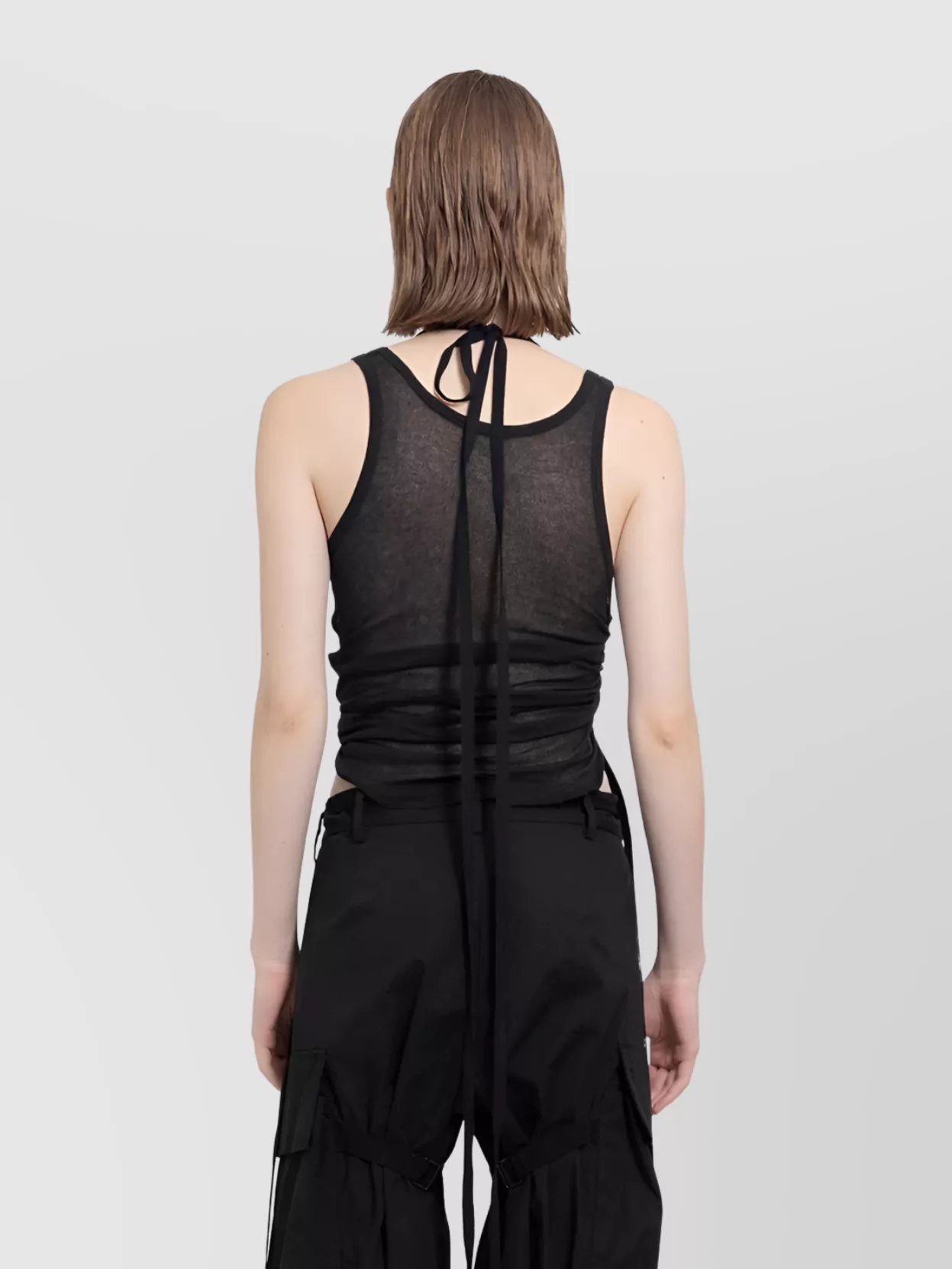 Ann Demeulemeester Mara Wrinkled Sheer Cropped Tank Top