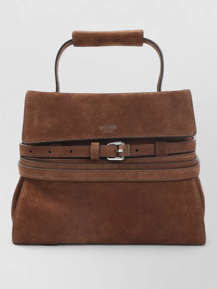 Moschino Suede leather top-handle shoulder bag
