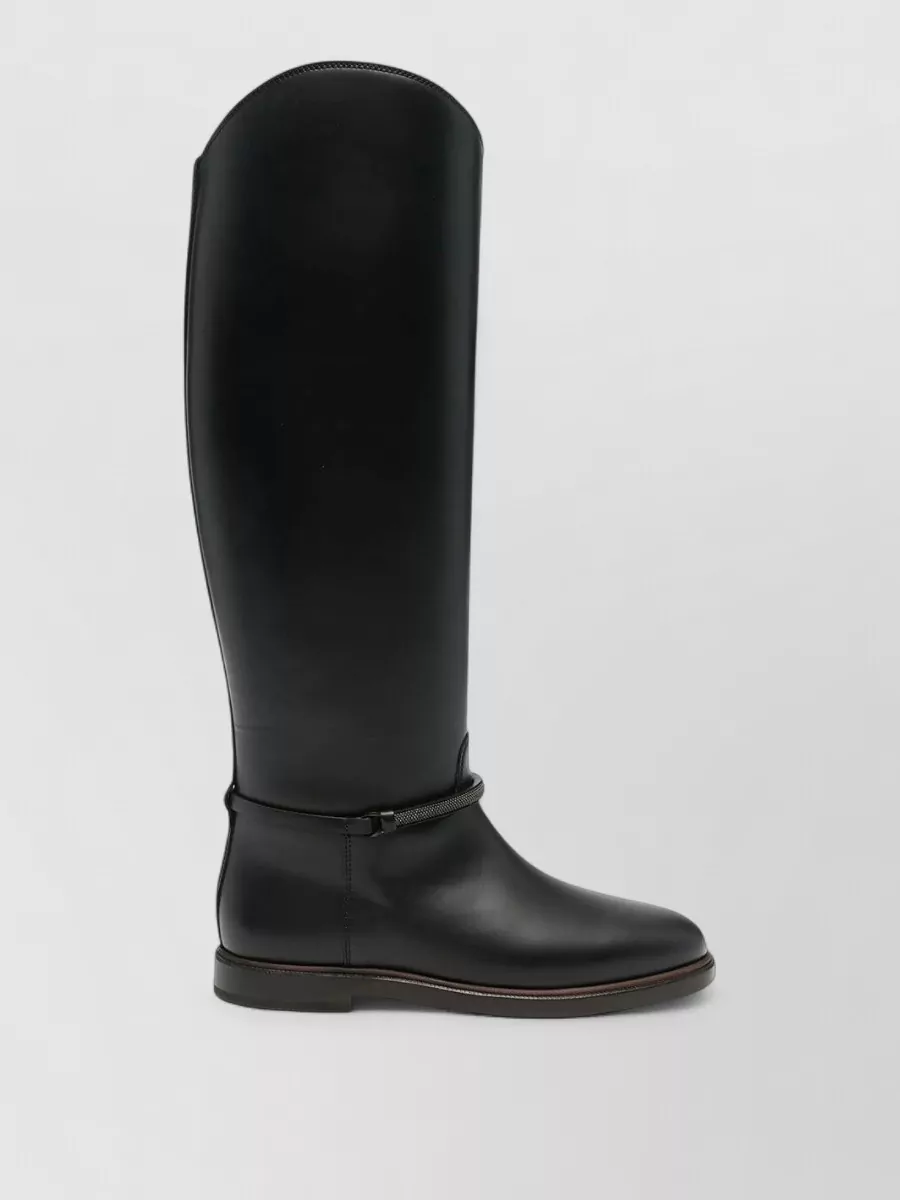 Brunello Cucinelli leather chain-embellished ankle boots