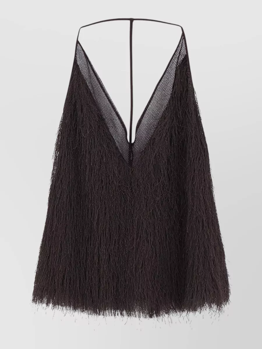 Alysi Fringed V-Neck Blouse