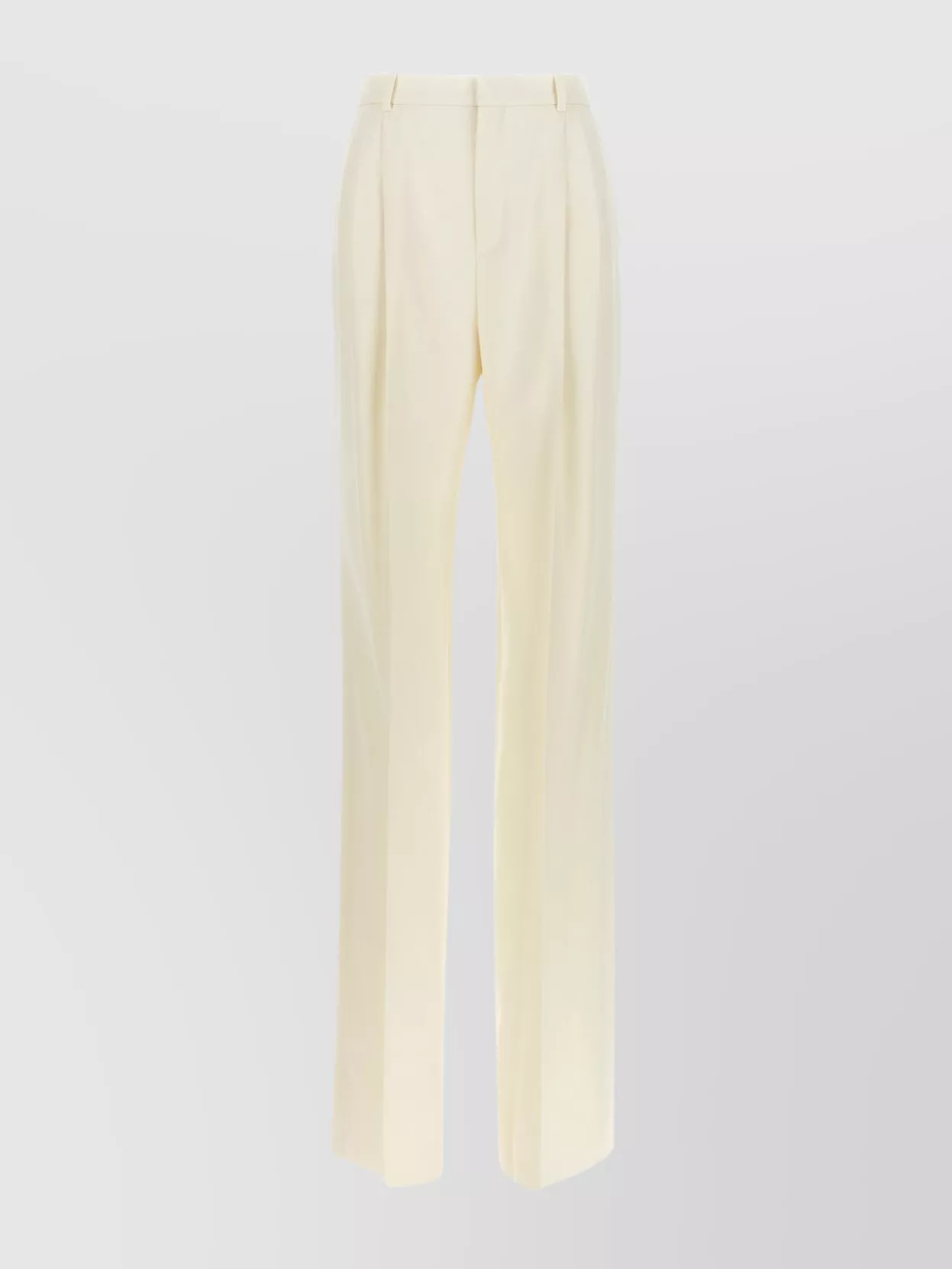 Saint Laurent High Waist Straight Leg Trousers With Pockets In Neutral