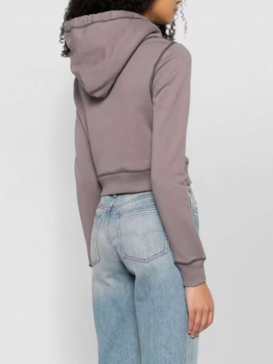 Diesel Heart Logo Cotton Cropped Hooded Top
