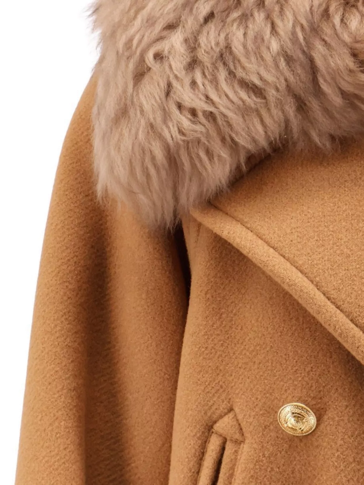 Chloé Wool Blend Jacket Fur Collar