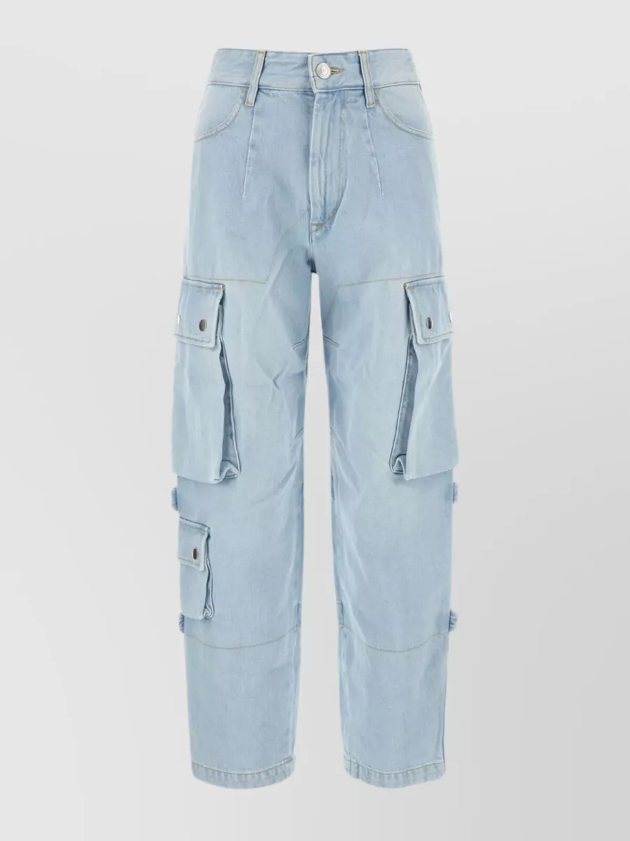 Shop Isabel Marant Cargo High-waisted Denim Trousers In Blue