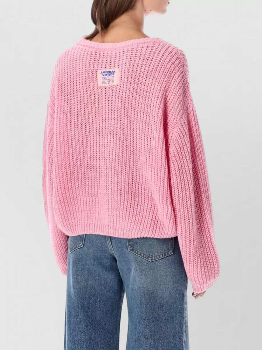 American Vintage Ribbed Cropped Crew Neck Sweater