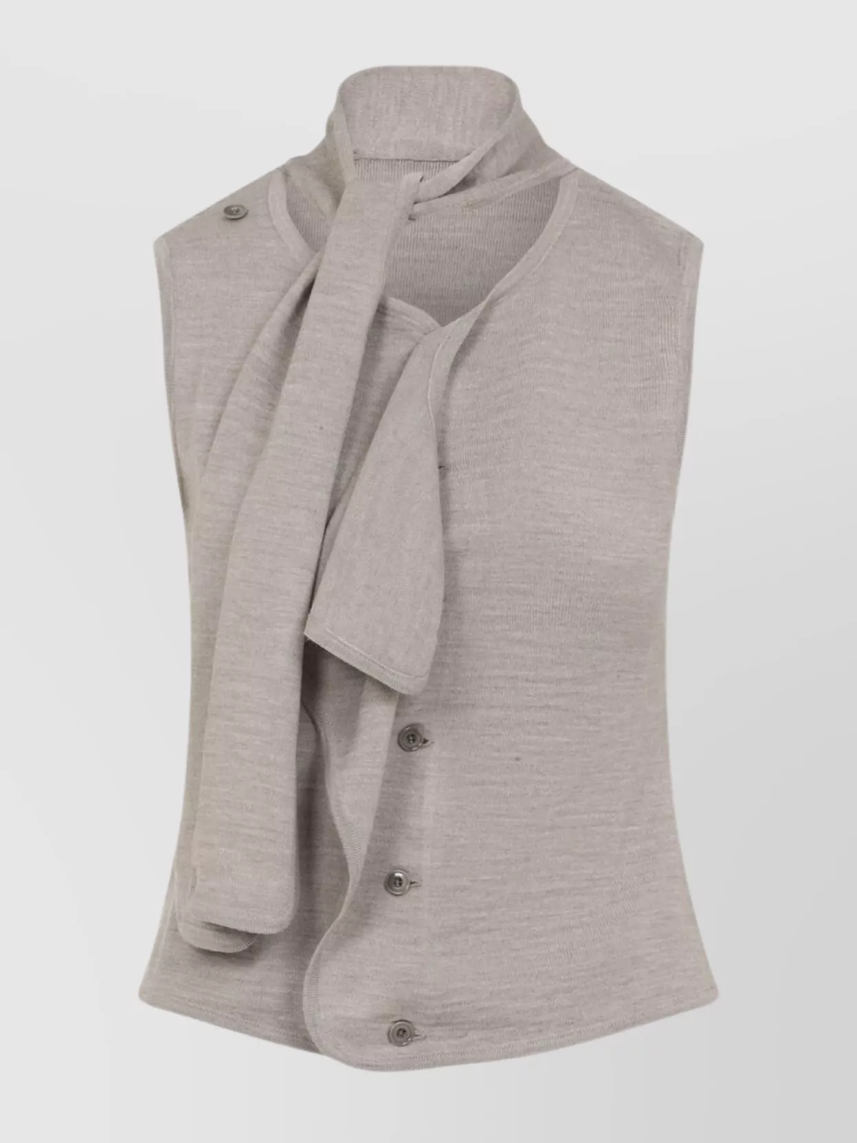 Lemaire Asymmetrical Sleeveless Cardigan Scarf Collar In Neutral