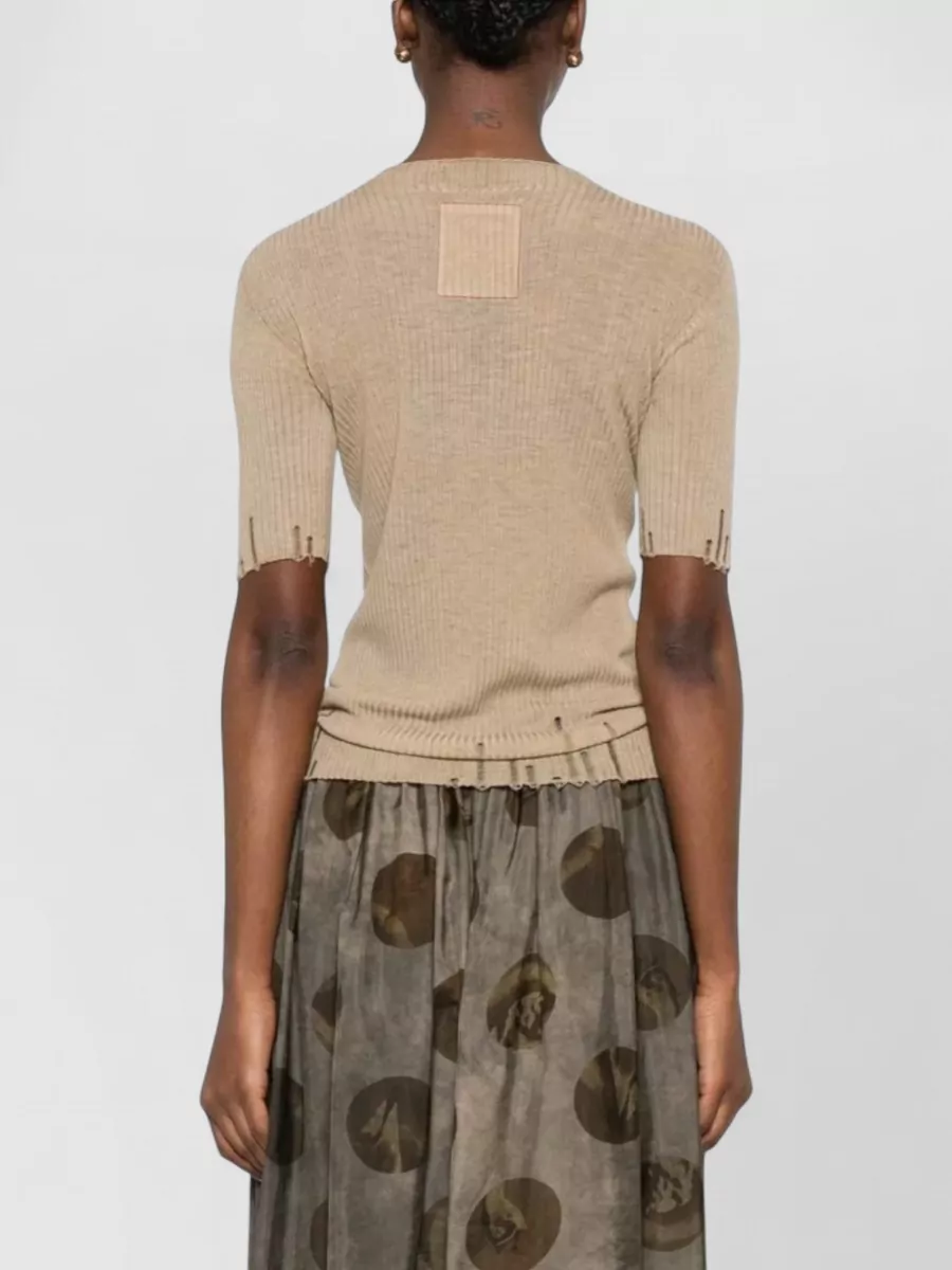 Uma Wang Short Sleeve Wool Top Raw Hem