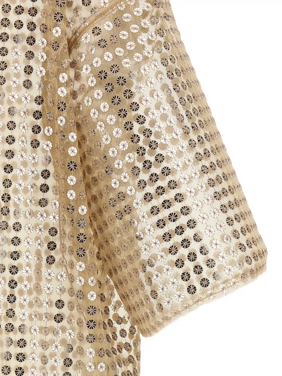 Fabiana Filippi Sequin Dress Round Neckline Short Sleeves
