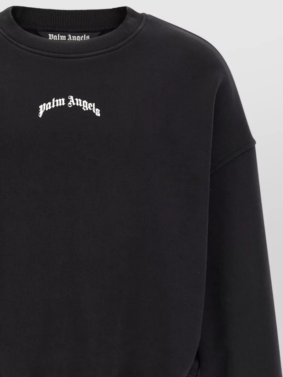 Palm Angels Cotton Logo Print Crew Neck Sweatshirt