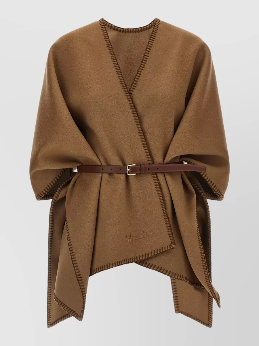 Max Mara wool draped belted cape