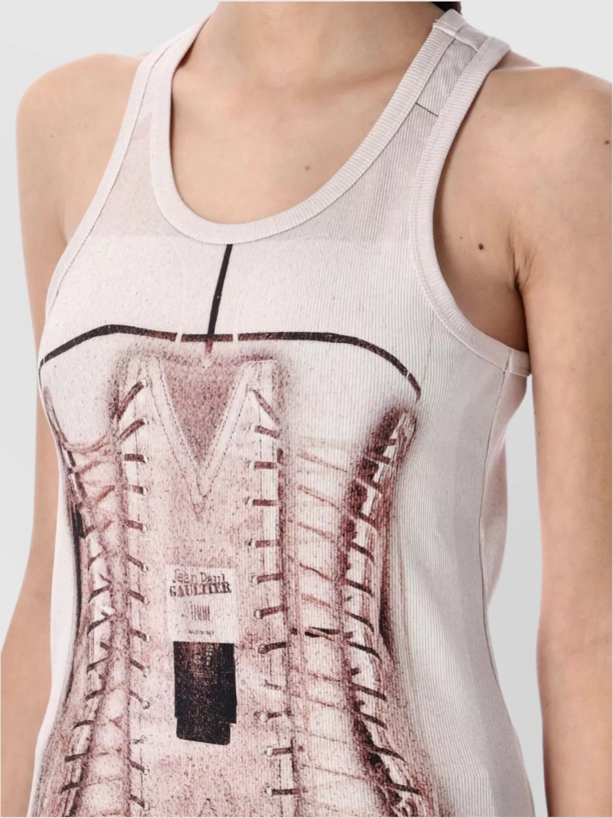 Jean Paul Gaultier Illusion Corset Ribbed Tank Top